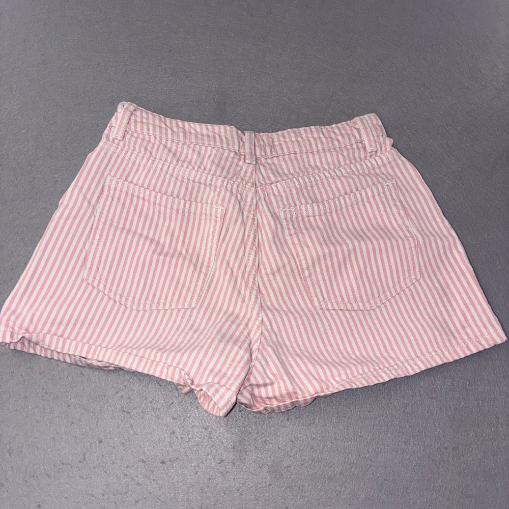 297 Denim Co Shorts 4 Pink White Striped High Waisted Cotton Jean Shorts